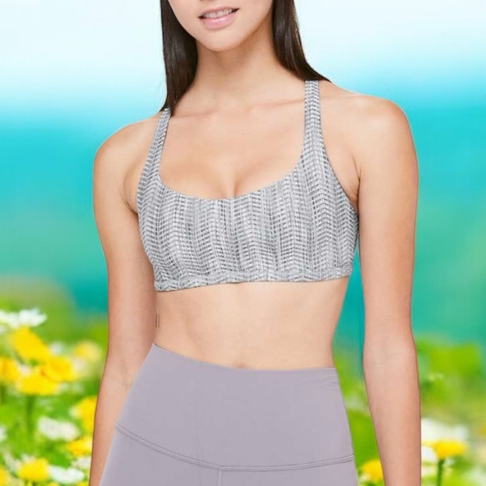Lululemon Free To Be Bra (Wild) in Arrow Jacquard Battleship Silver Spoon Sz 10 - Picture 2 of 8